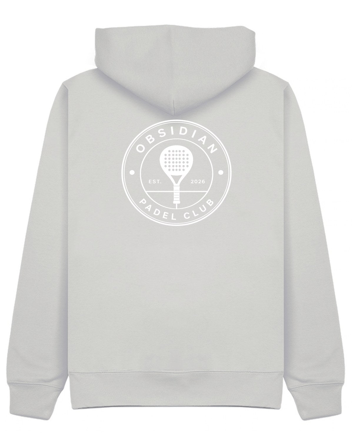 Roundel Hoodie in Grey with white print, back