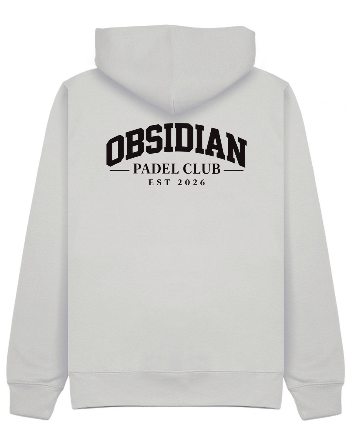Varsity Hoodie in Grey with black print, back