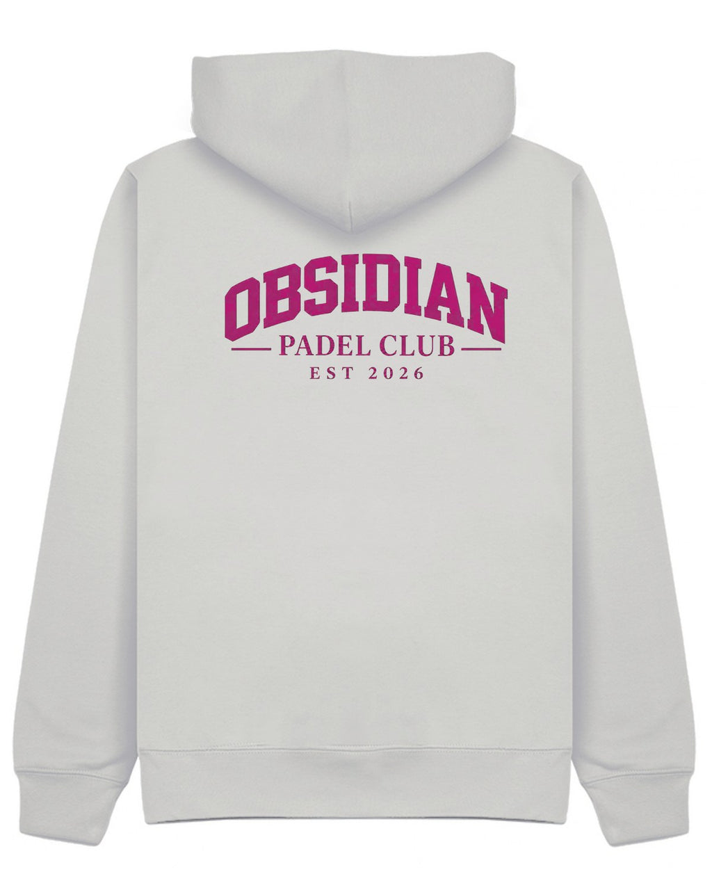 Varsity Hoodie in Grey with pink print, back