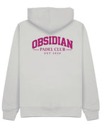 Varsity Hoodie in Grey with pink print, back