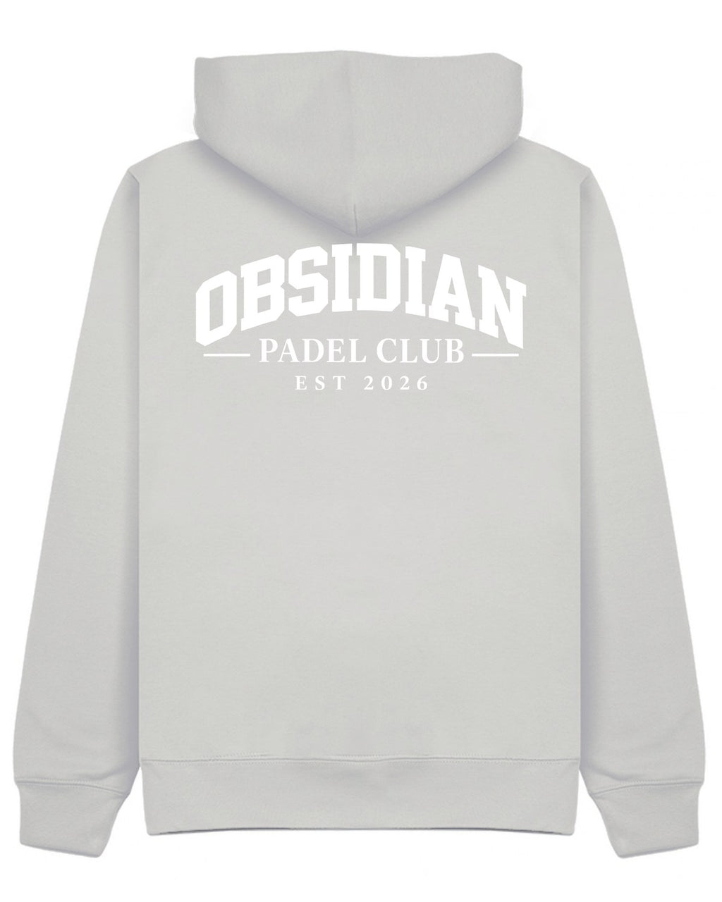 Varsity Hoodie in Grey with white print, back