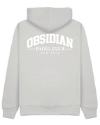Varsity Hoodie in Grey with white print, back