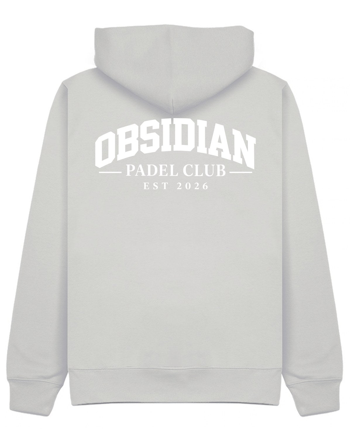Varsity Hoodie in Grey with white print, back