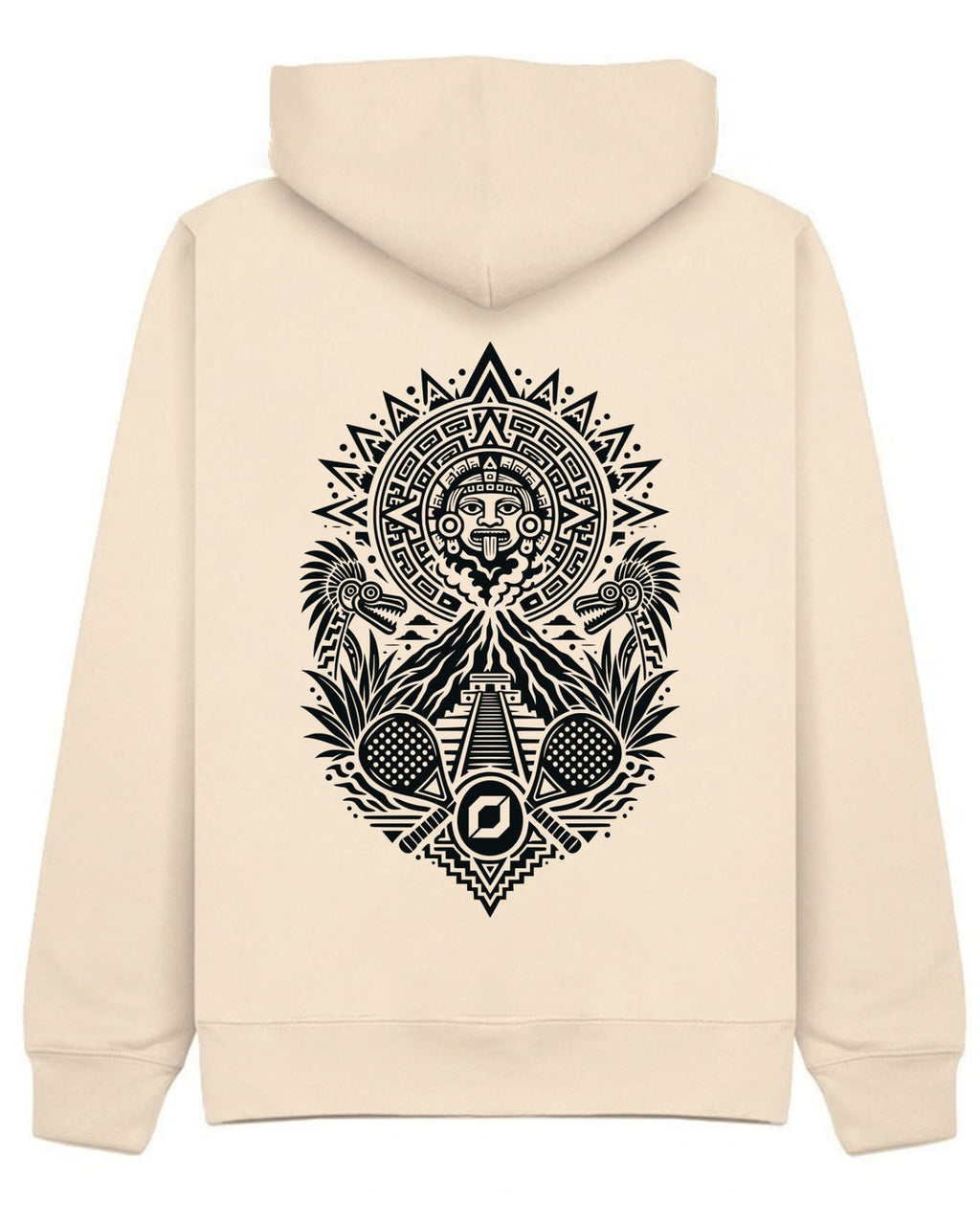 Aztec Hoodie in Ivory with black print, back