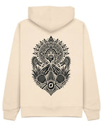 Aztec Hoodie in Ivory with black print, back