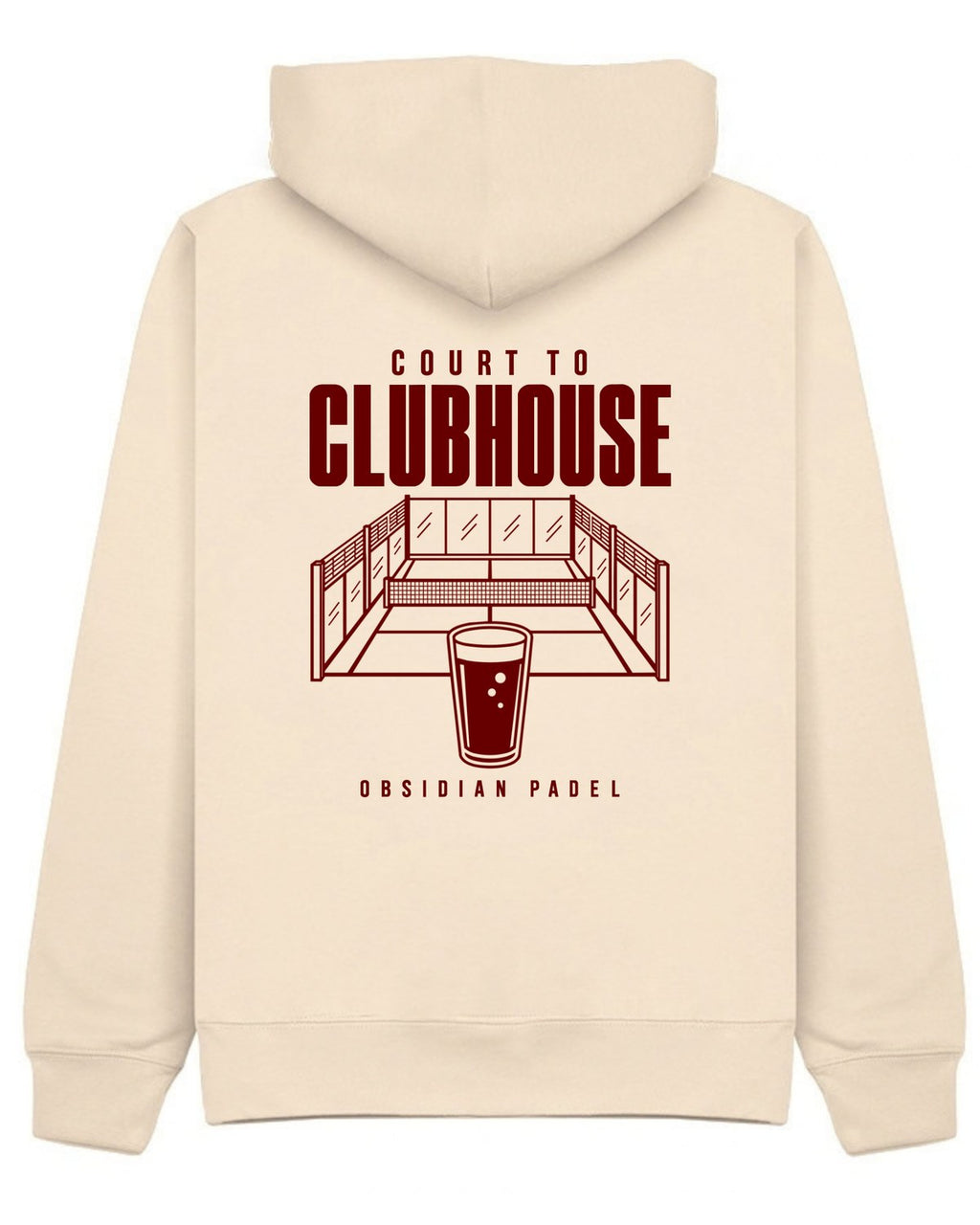 Court to Clubhouse Hoodie in Ivory with cherry print, back