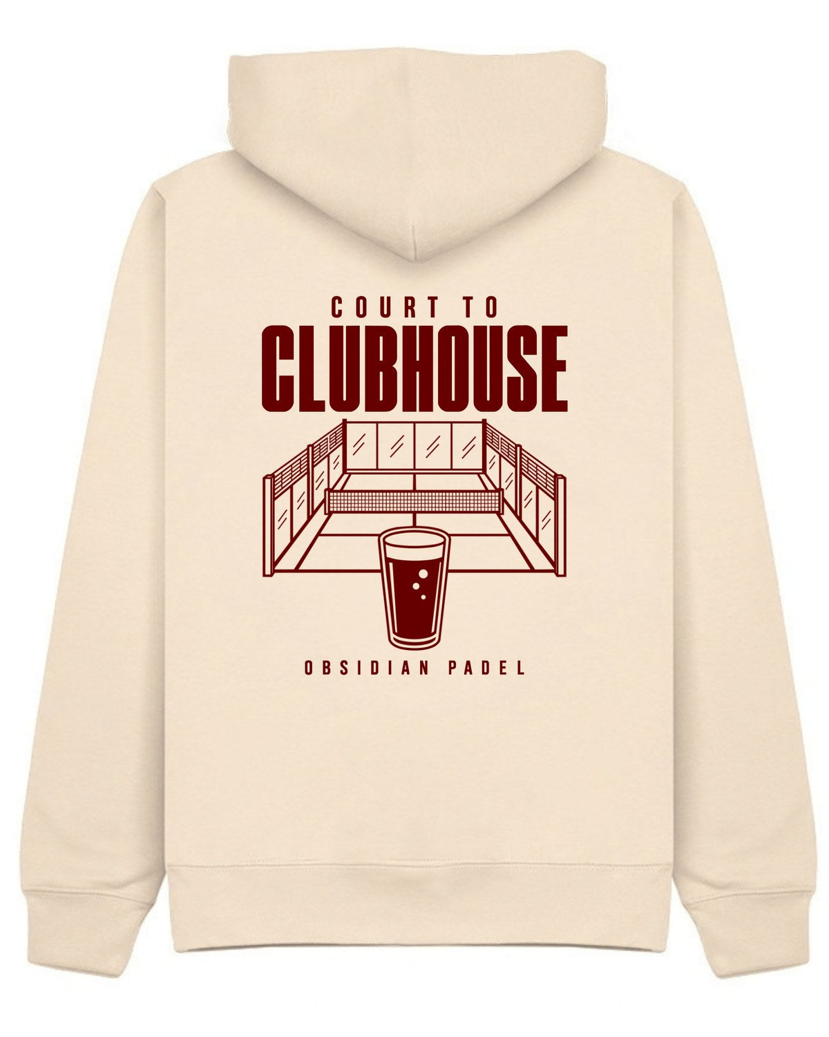 Court to Clubhouse Hoodie in Ivory with cherry print, back