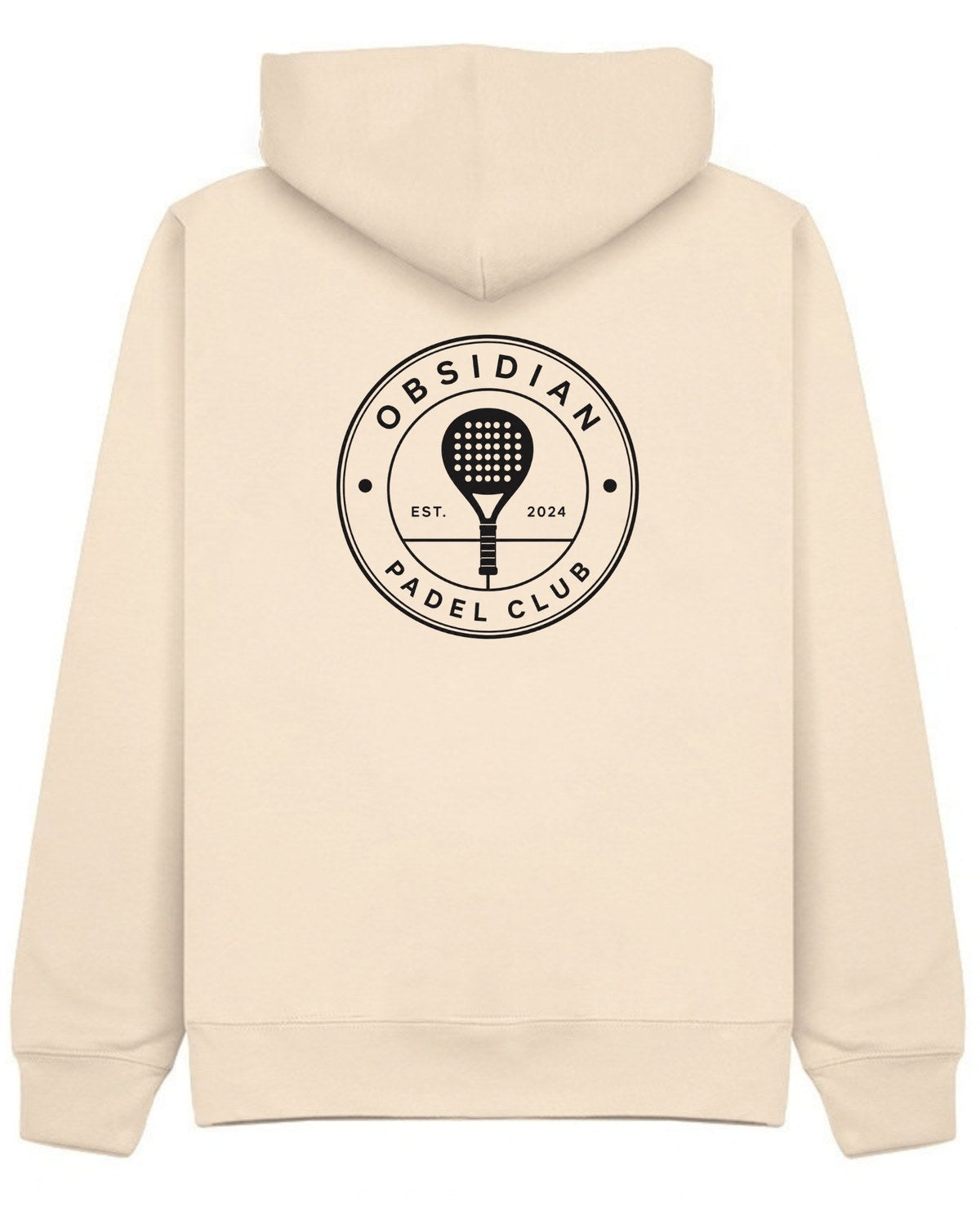 Roundel Hoodie in Ivory with black print, back