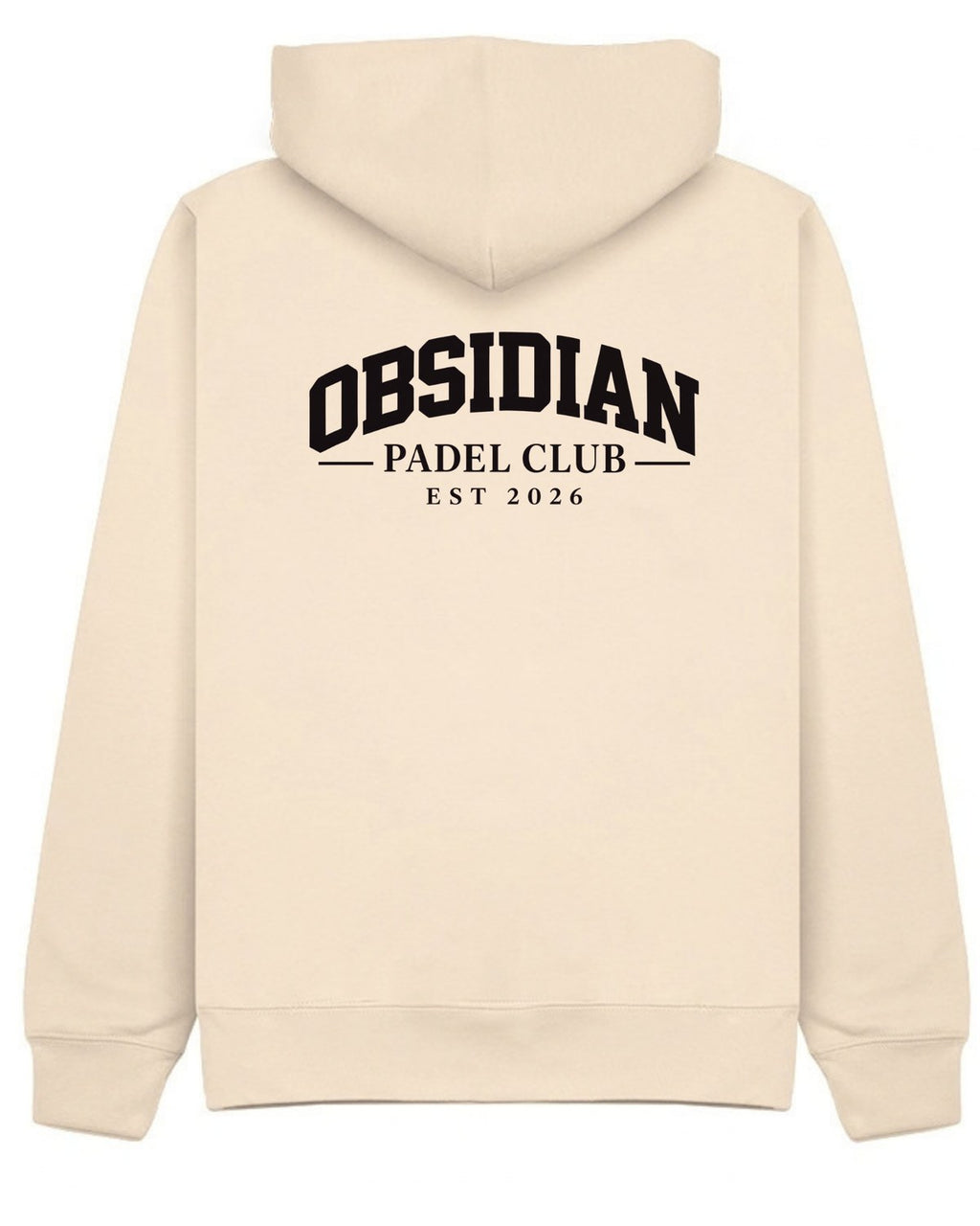 Varsity Hoodie in Ivory with black print, back