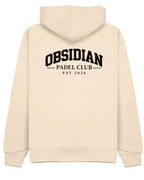Varsity Hoodie in Ivory with black print, back