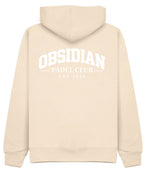 Varsity Hoodie in Ivory with white print, back