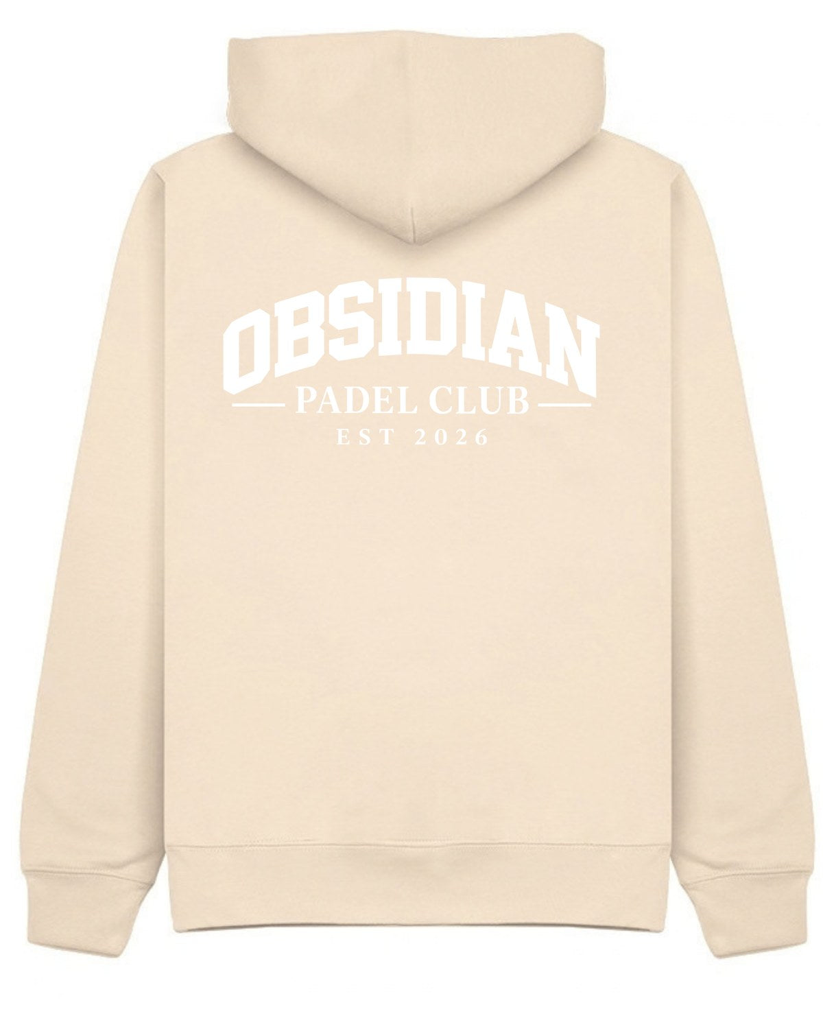 Varsity Hoodie in Ivory with white print, back