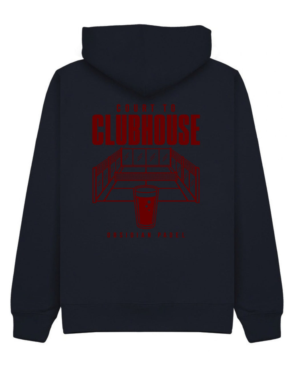 Court to Clubhouse Hoodie in Navy with cherry print, back