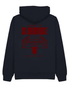 Court to Clubhouse Hoodie in Navy with cherry print, back
