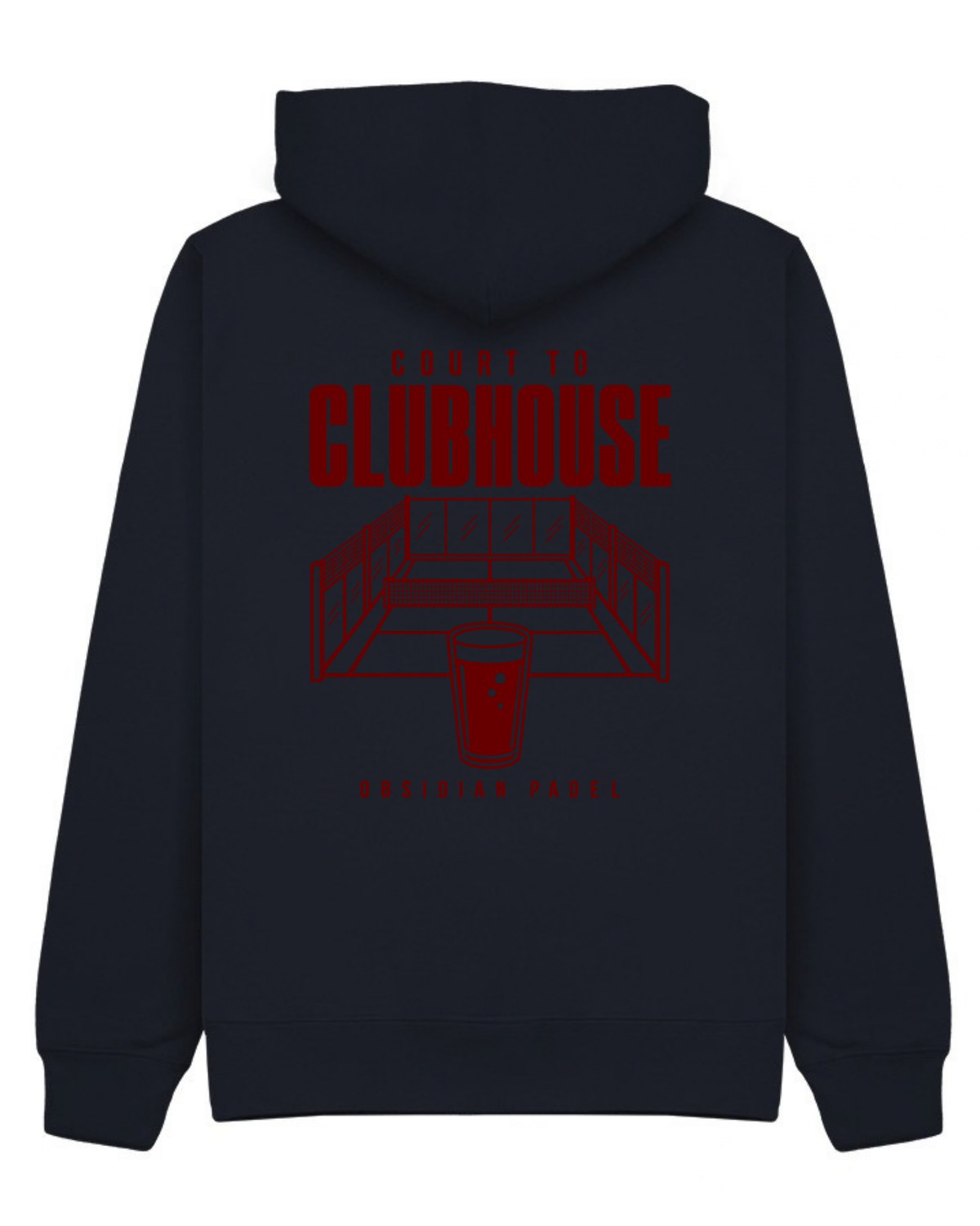 Court to Clubhouse Hoodie in Navy with cherry print, back