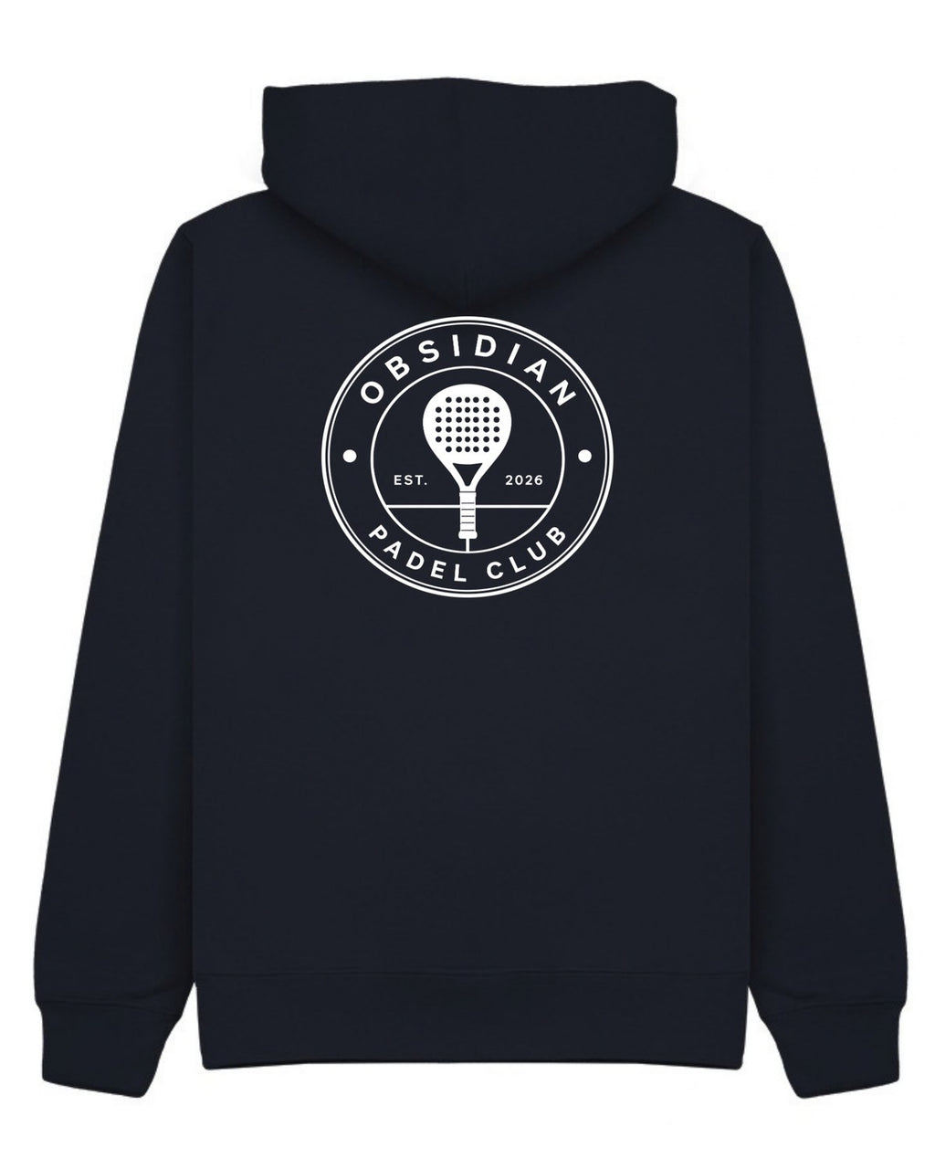 Roundel Hoodie in Navy with white print, back