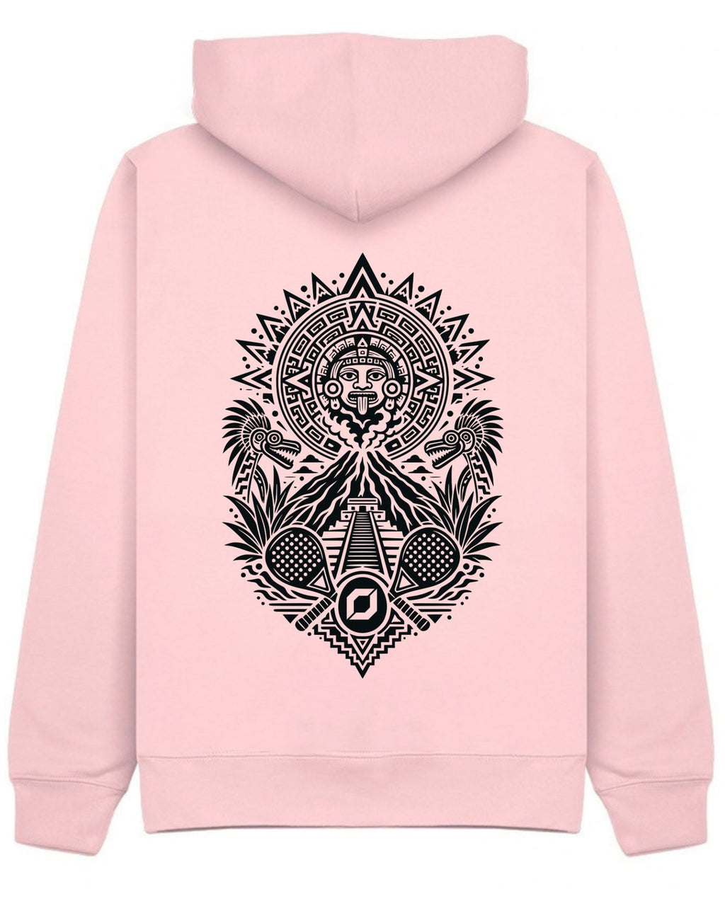 Aztec Hoodie in Pink with black print, back