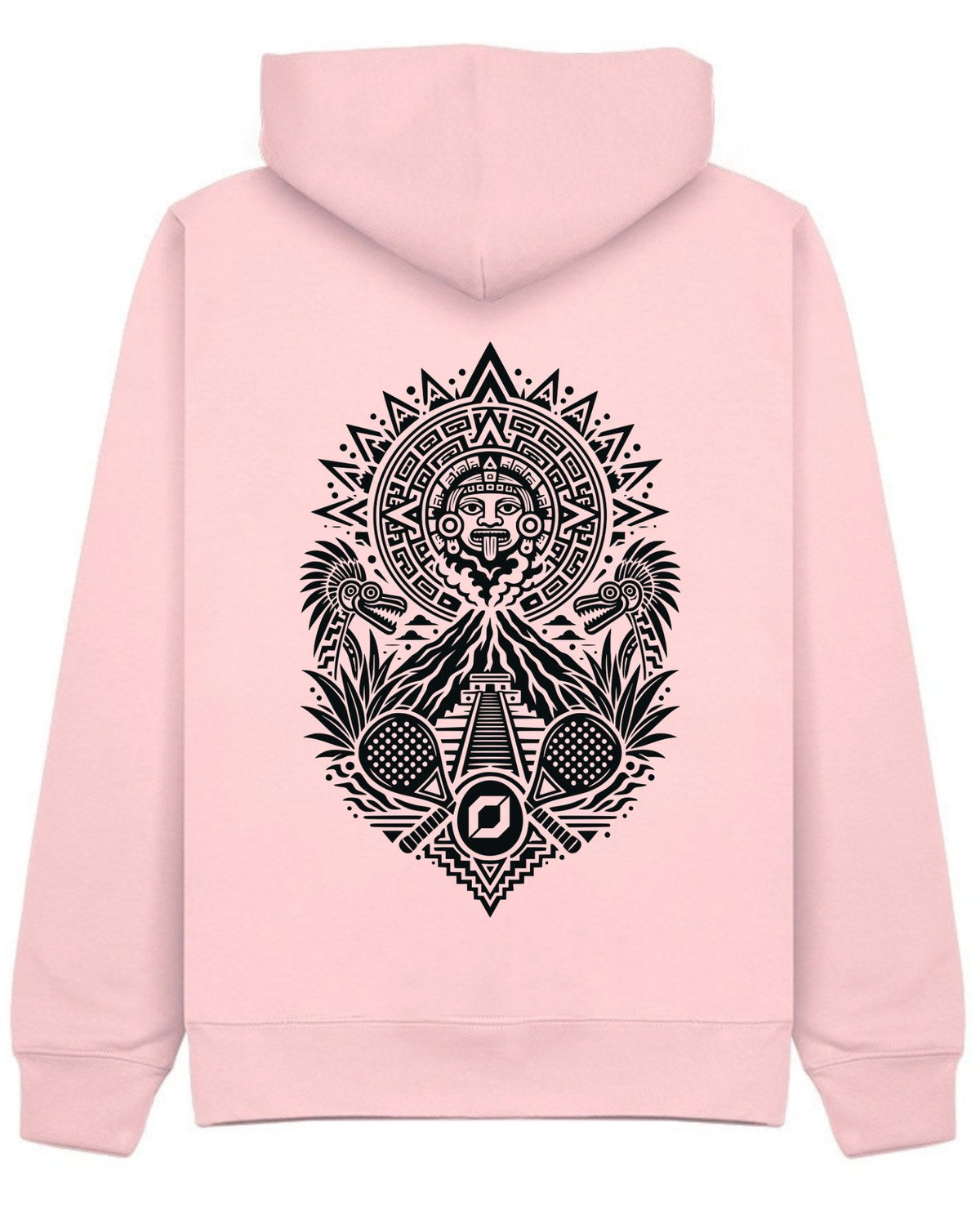 Aztec Hoodie in Pink with black print, back