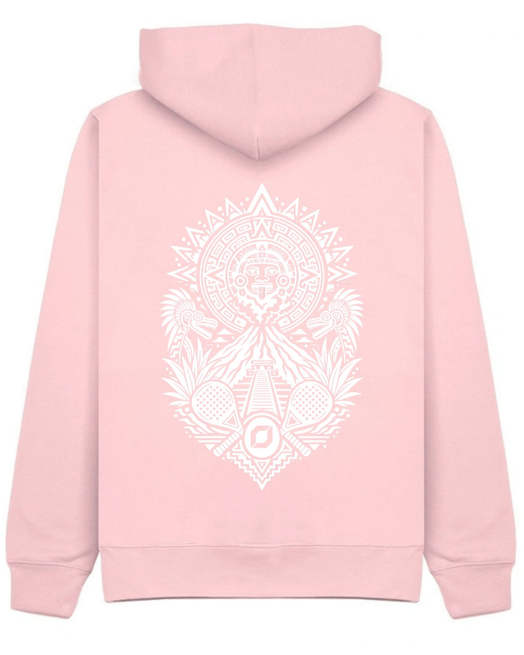 Aztec Hoodie in Pink with white print, back