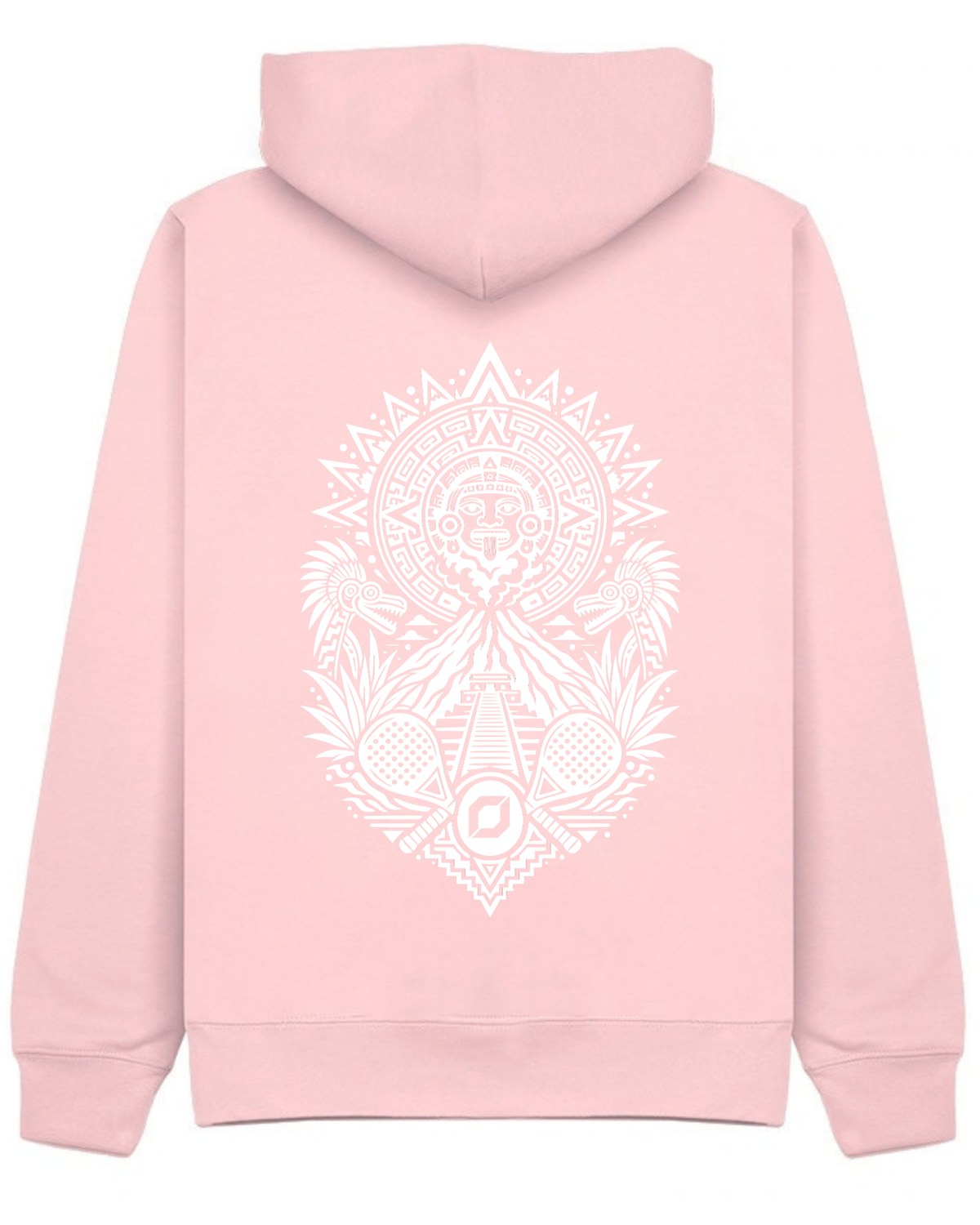 Aztec Hoodie in Pink with white print, back
