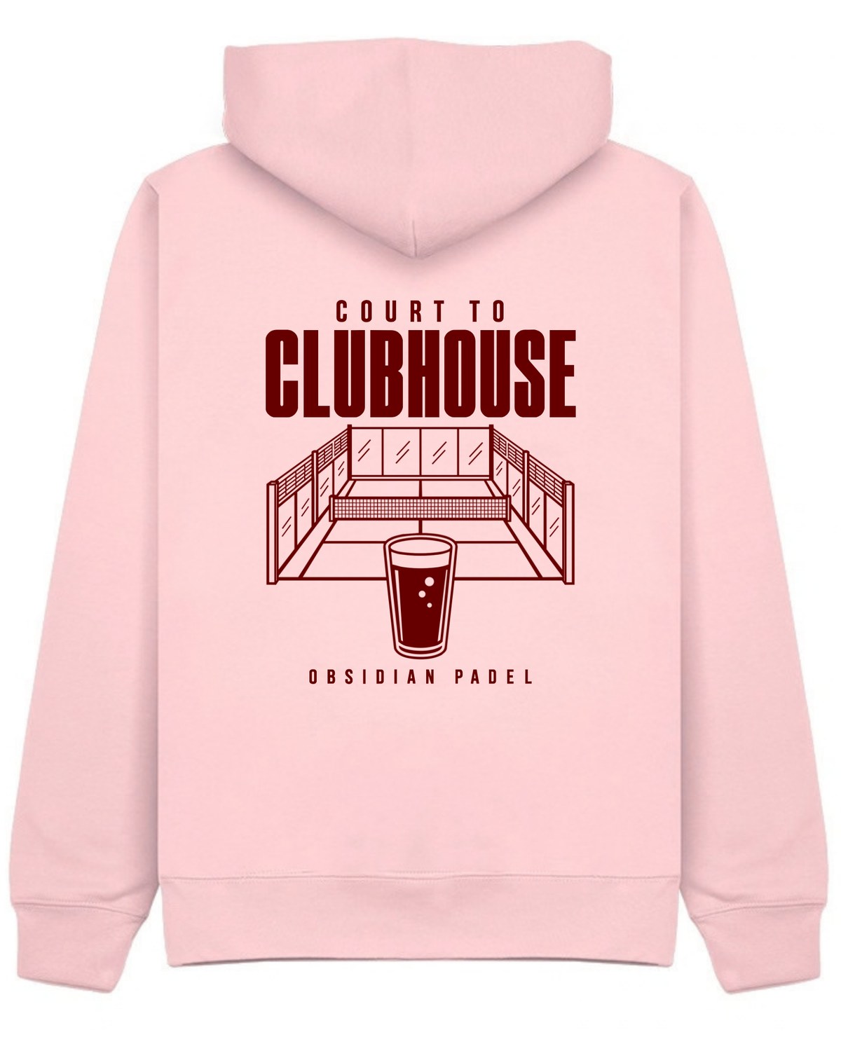 Court to Clubhouse Hoodie in Pink with cherry print, back
