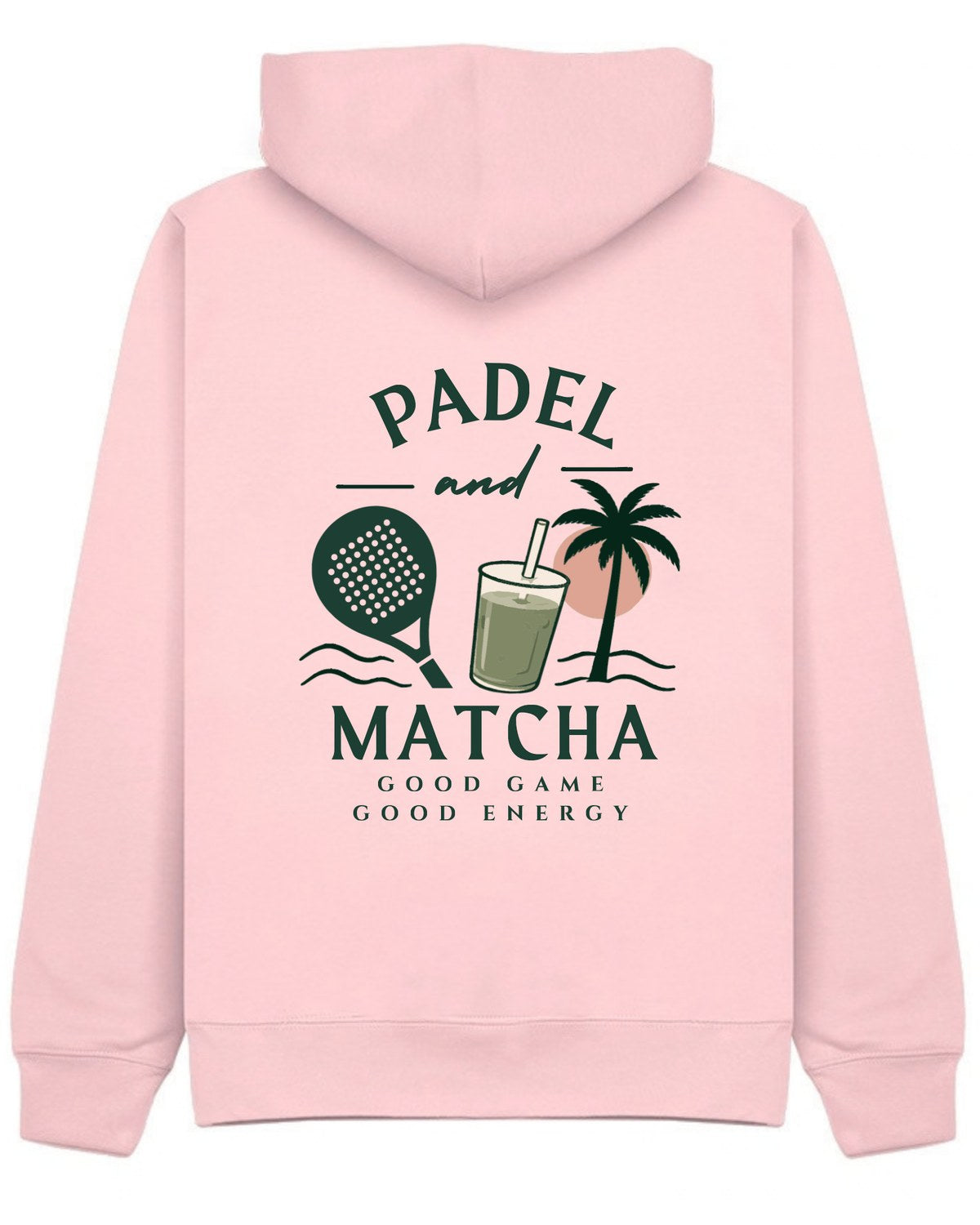 Padel & Matcha Hoodie in Pink, back