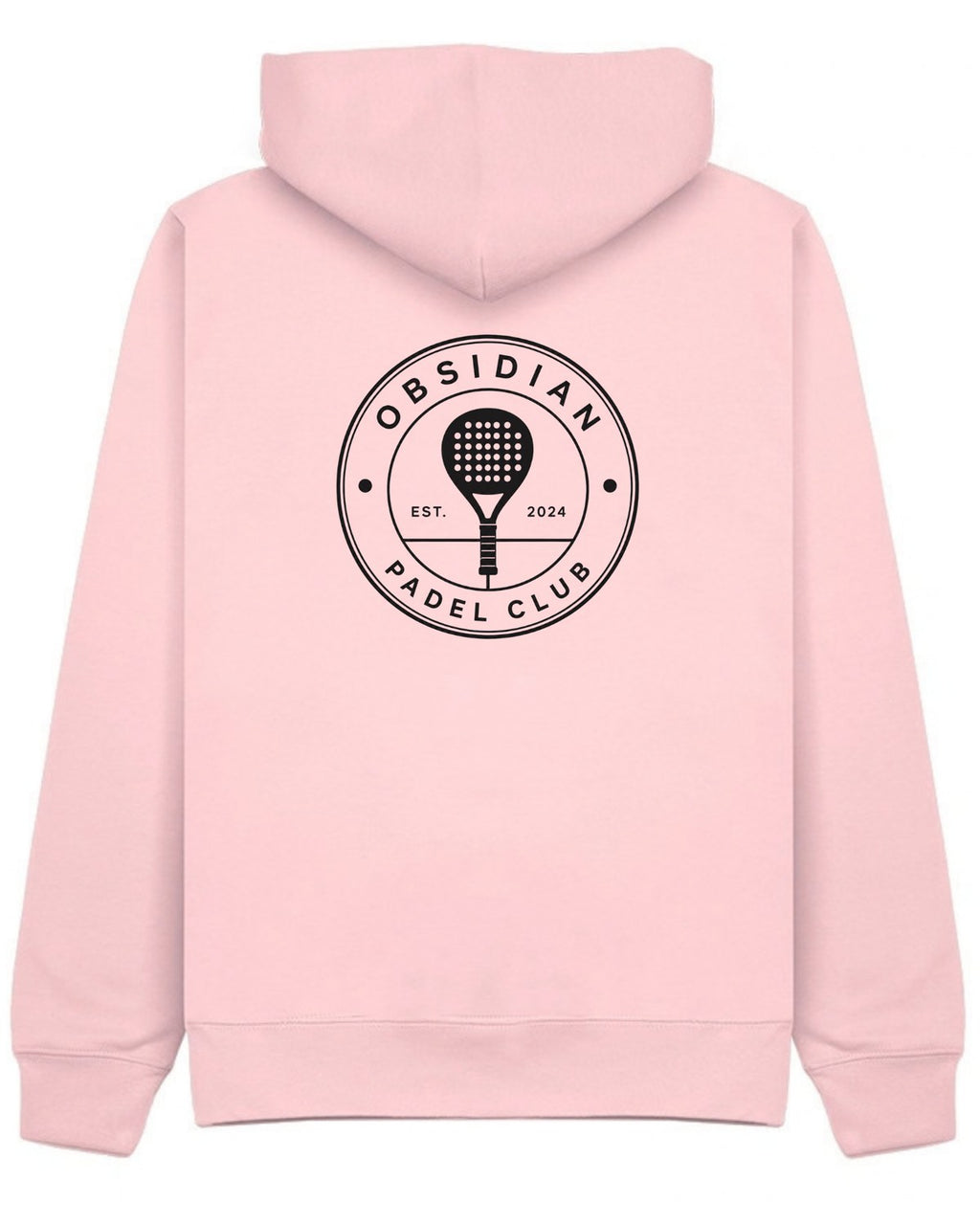 Roundel Hoodie in Pink with black print, back