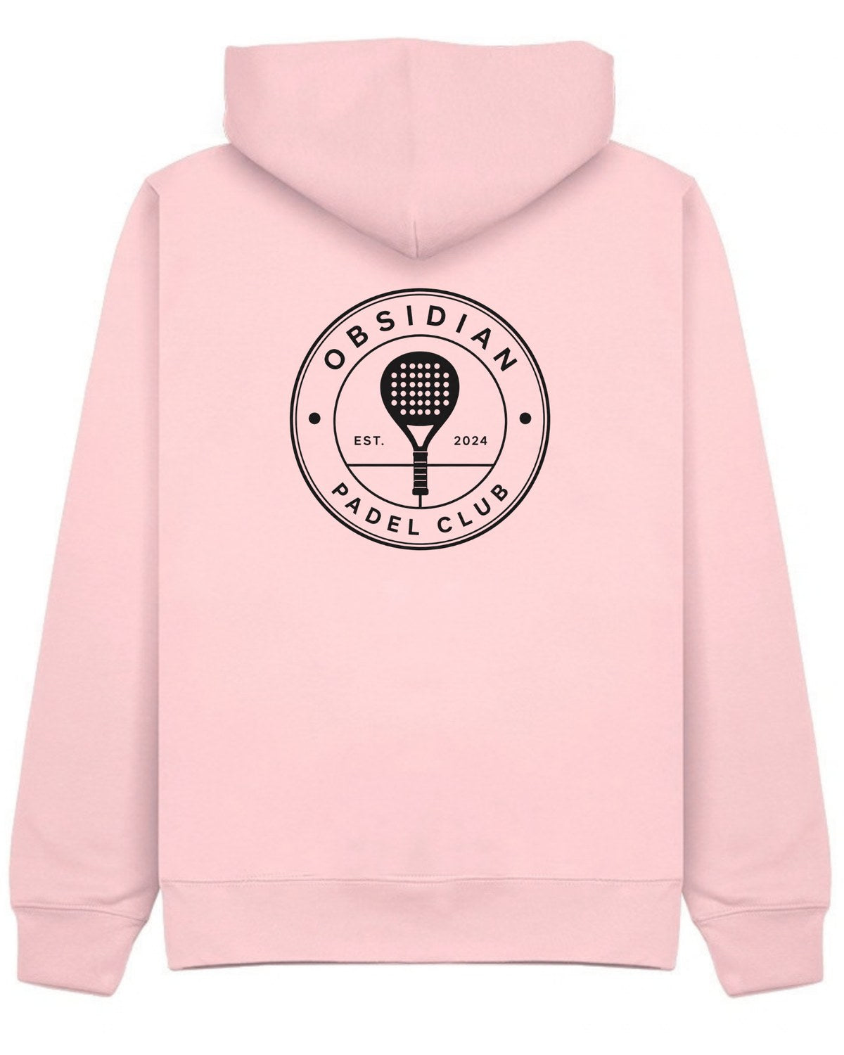 Roundel Hoodie in Pink with black print, back
