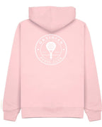 Roundel Hoodie in Pink with white print, back
