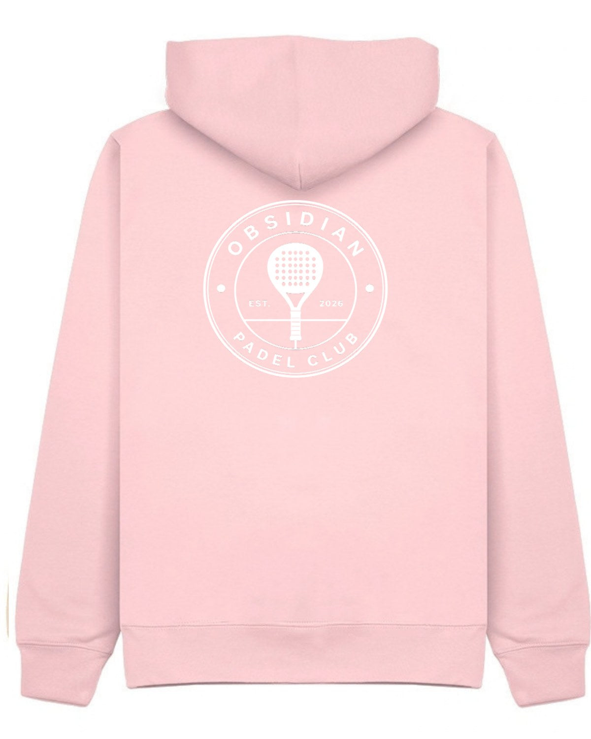 Roundel Hoodie in Pink with white print, back