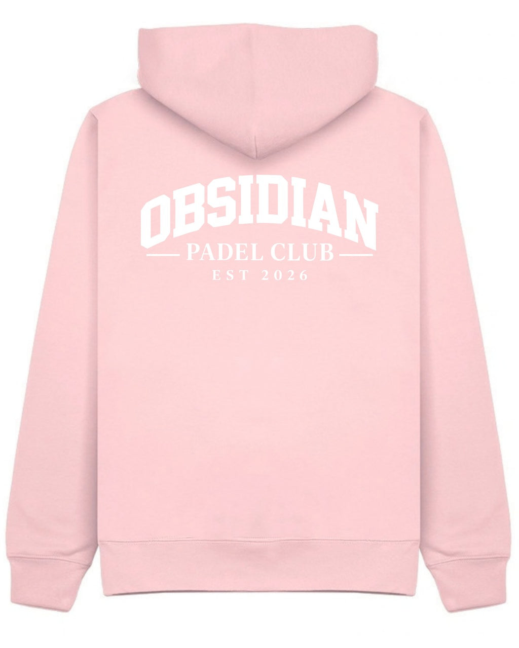 Varsity Hoodie in Pink with white print, back